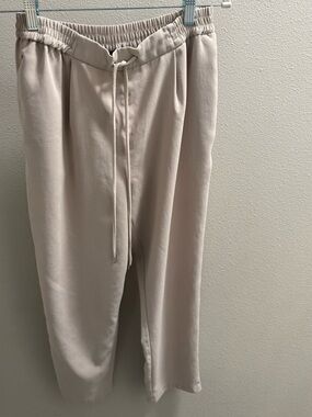 Zara Men's Drawstring Joggers in Light Beige